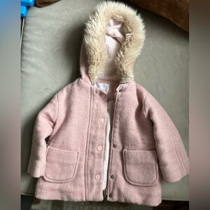 Zara Pink Hooded Coat 18-24 Months